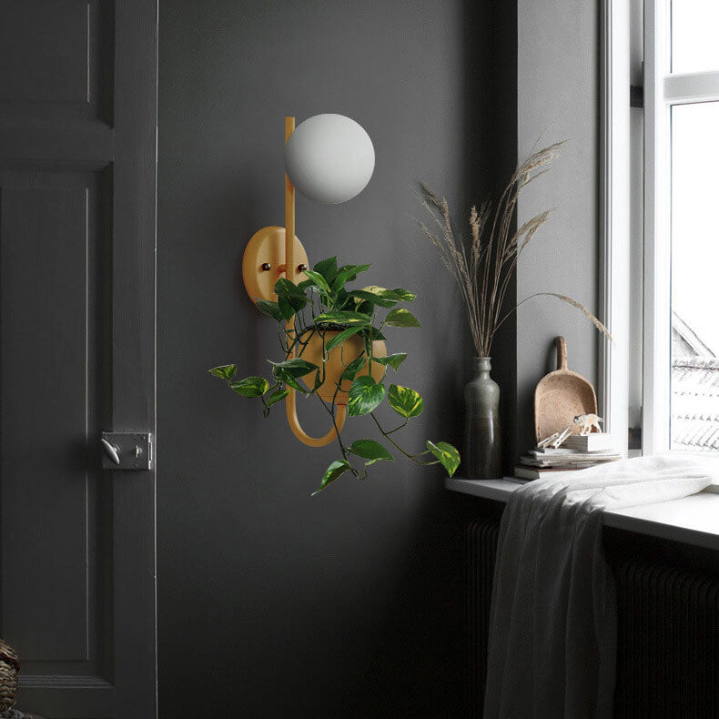 Sphere 1-Light Storage Box Wall Sconce Plant Pot Decor Lamp