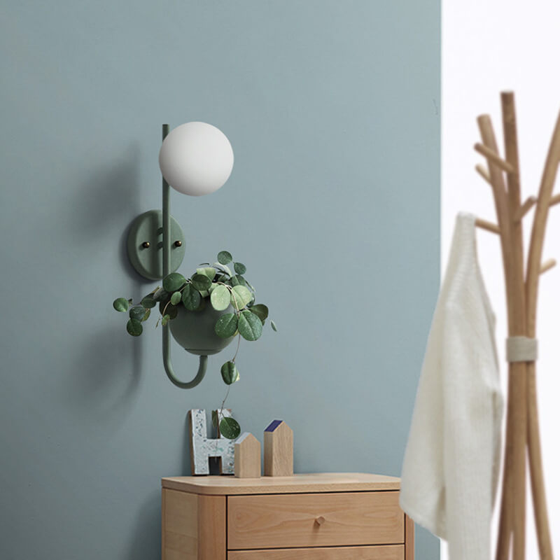 Sphere 1-Light Storage Box Plant Pot Wall Sconce Décor