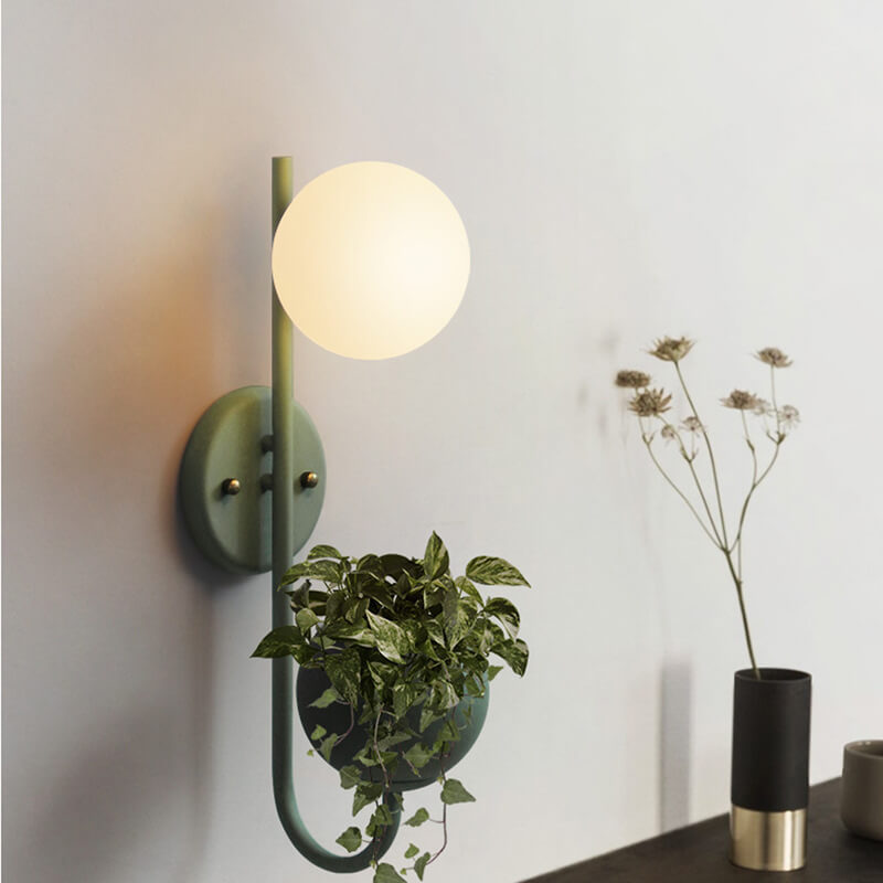 Sphere 1-Light Storage Box Wall Sconce Plant Pot Decor Lamp