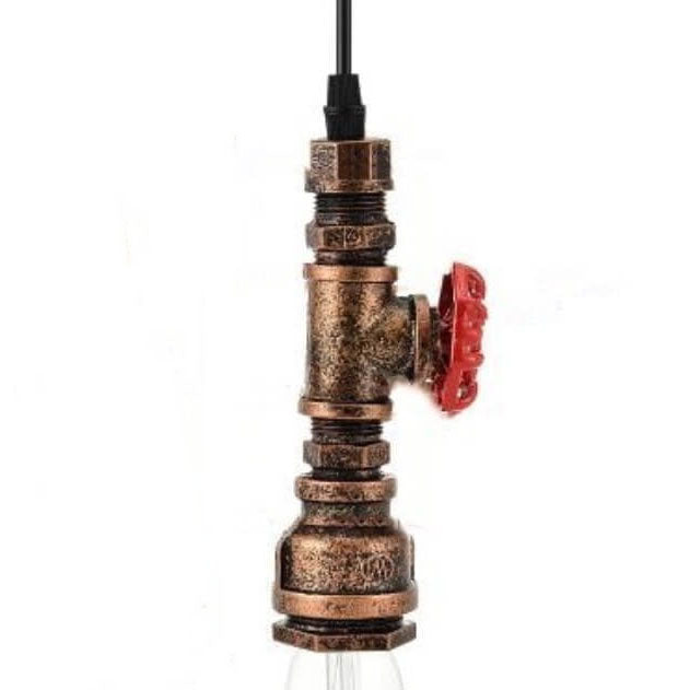 Industrial Retro Aged Metal Water Pipe 1-Light Pendant Light