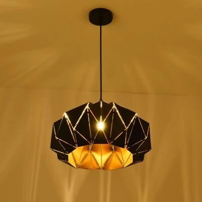 Vintage Wrought Iron Geometric Diamond Pendant Light Fixture