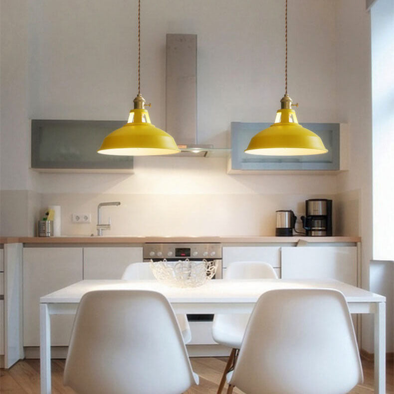 Colorful Barn Shade Pendant Light - Industrial 1-Light Design