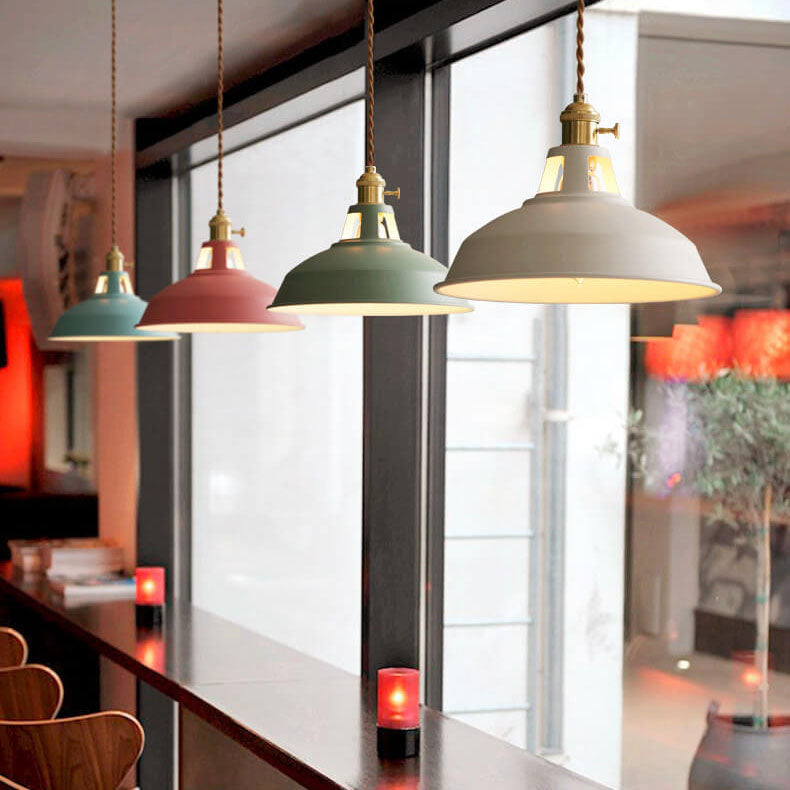 Colorful Barn Shade Pendant Light - Industrial 1-Light Design
