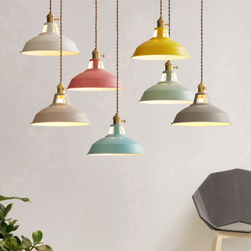 Colorful Barn Shade Pendant Light - Industrial 1-Light Design