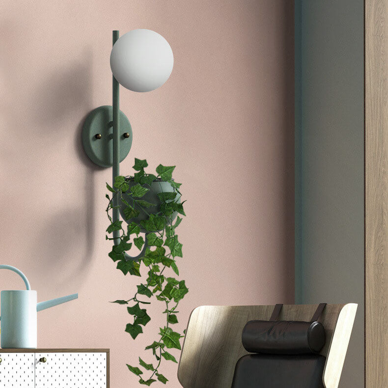 Sphere 1-Light Storage Box Wall Sconce Plant Pot Decor Lamp
