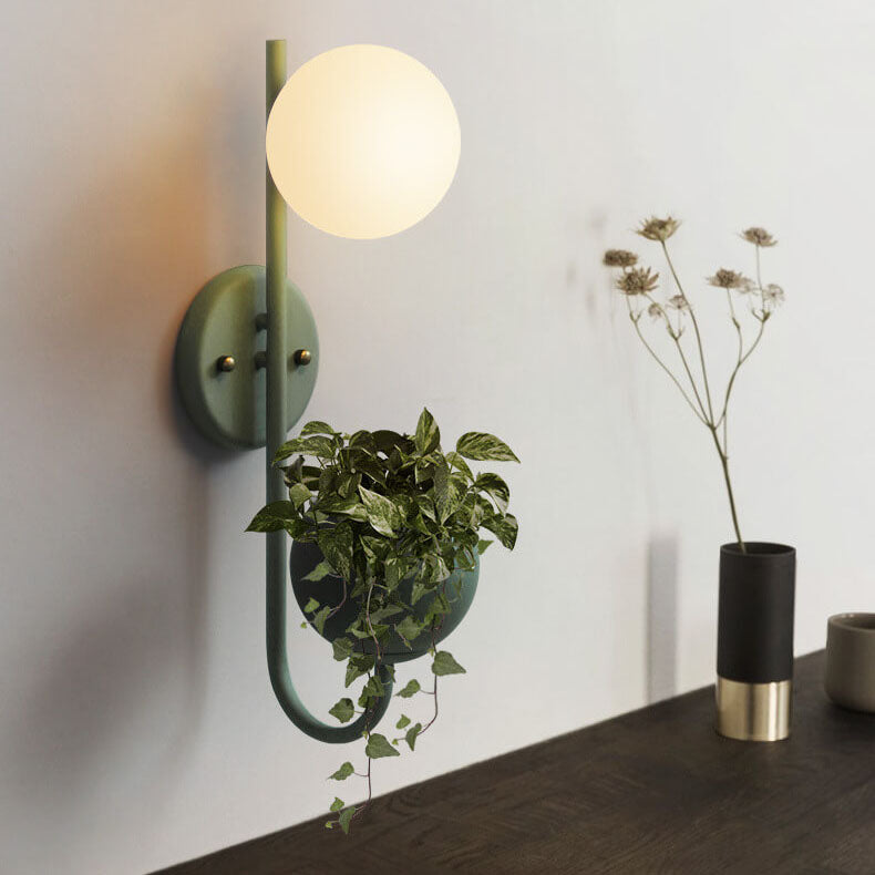 Sphere 1-Light Storage Box Wall Sconce Plant Pot Decor Lamp