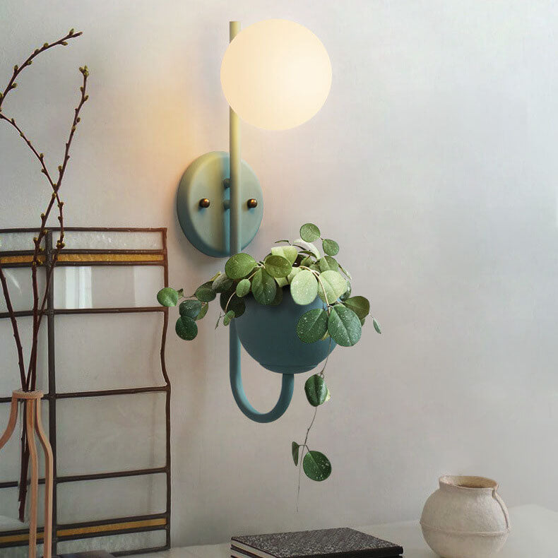Sphere 1-Light Storage Box Wall Sconce Plant Pot Decor Lamp