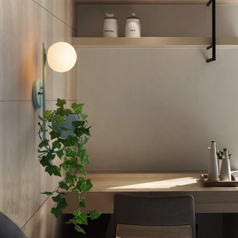 Sphere 1-Light Storage Box Wall Sconce Plant Pot Decor Lamp
