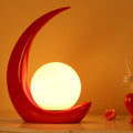 Creative Crescent Night Resin 1-Light Table Lamp - Decorative Bedside Lighting, Unique Modern Home Decor, Stylish Nightstand Lamp for Bedroom, Living Room, and Office, Warm Ambient Light, Gift Idea for Home Decoration