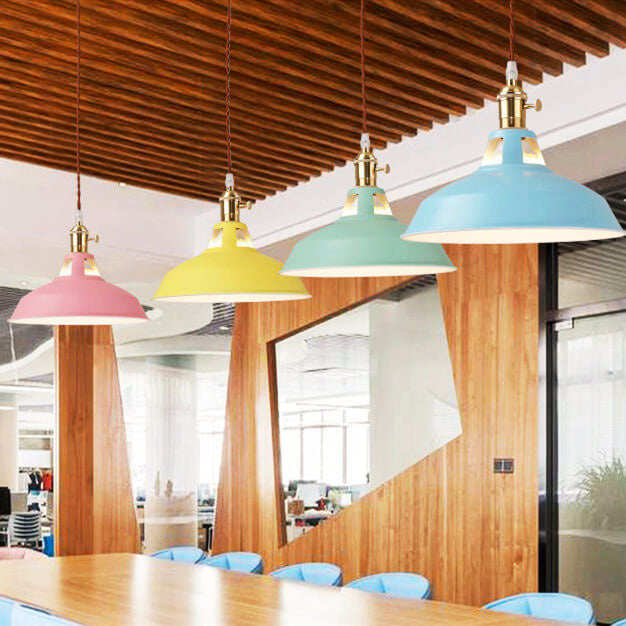 Colorful Barn Shade Pendant Light - Industrial 1-Light Design