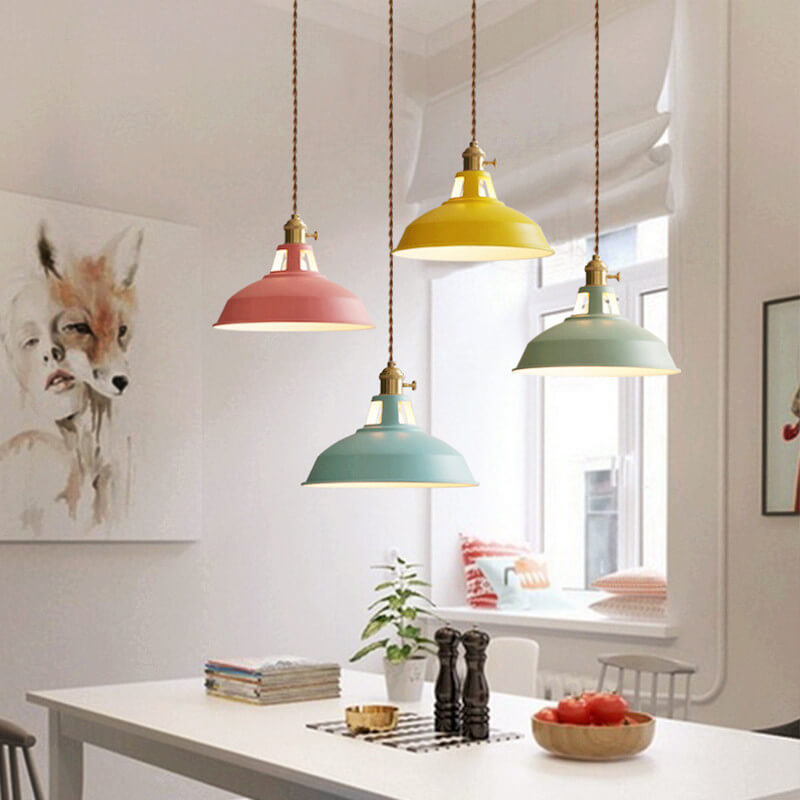 Colorful Barn Shade Pendant Light - Industrial 1-Light Design