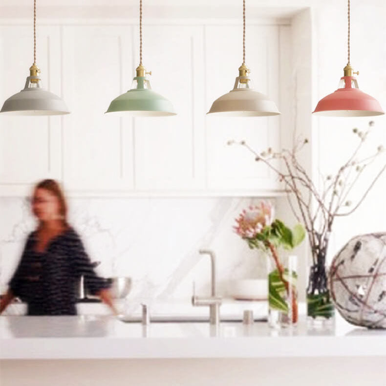 Colorful Barn Shade Pendant Light - Industrial 1-Light Design