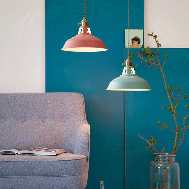 Colorful Barn Shade Pendant Light - Industrial 1-Light Design