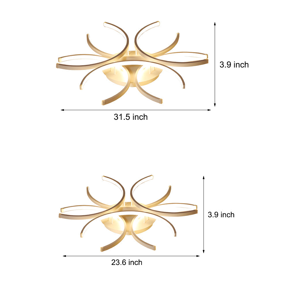 Modern Semi-Circle LED Flower Ceiling Light Fixture Dimmable