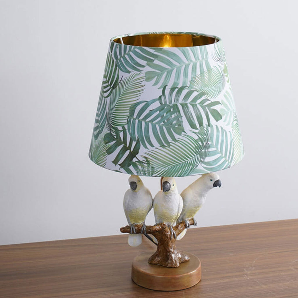 Nordic Leaf Fabric Resin Bird Design 1-Light Table Lamp - Modern Scandinavian Home Decor, Stylish Accent Lighting for Living Room, Bedroom, and Office, Unique Bird Motif, Contemporary Lamp Shade, Artisan Table Lighting Solutions