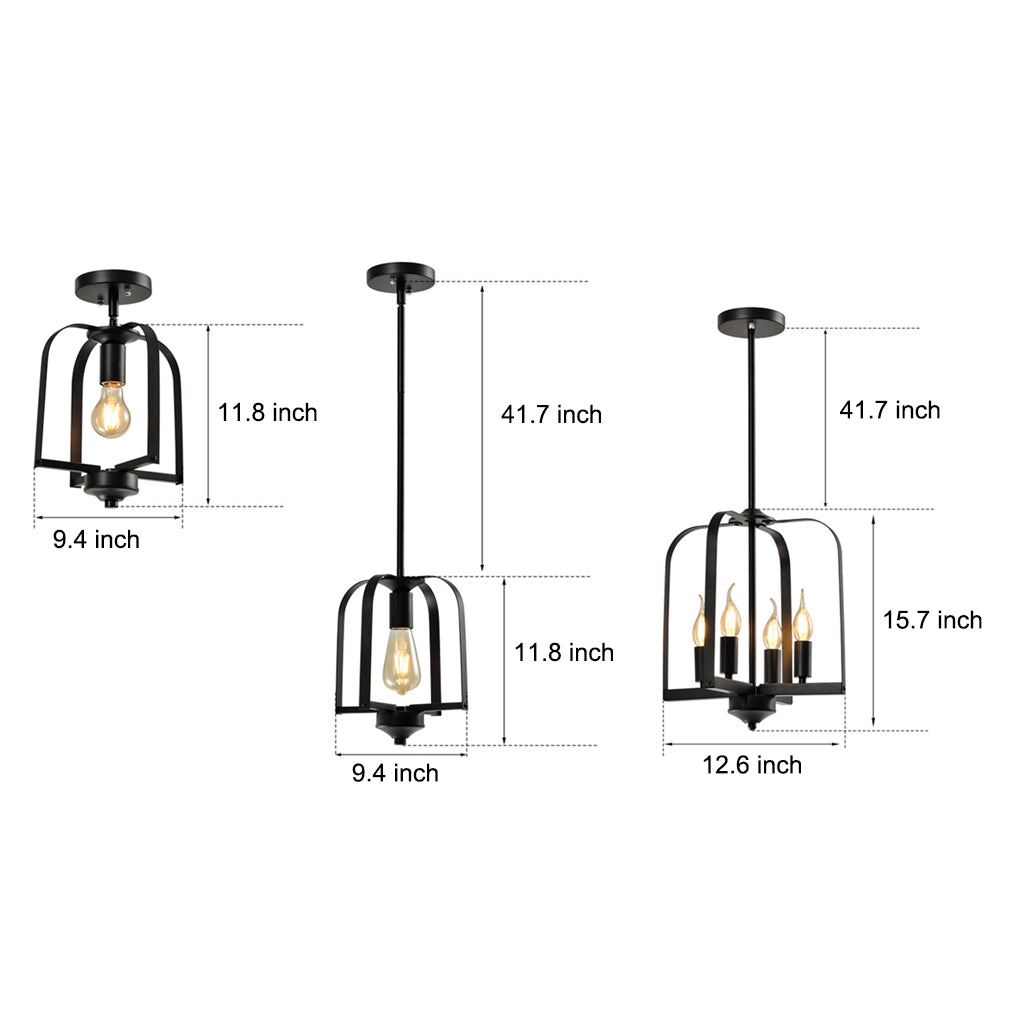 Rustic Iron Cage Chandelier - American Country Ceiling Light Fixture