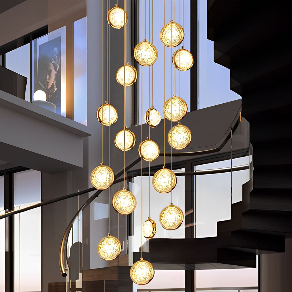 Global Crystal Cluster Luxury Chandelier - Modern Adjustable Staircase Design
