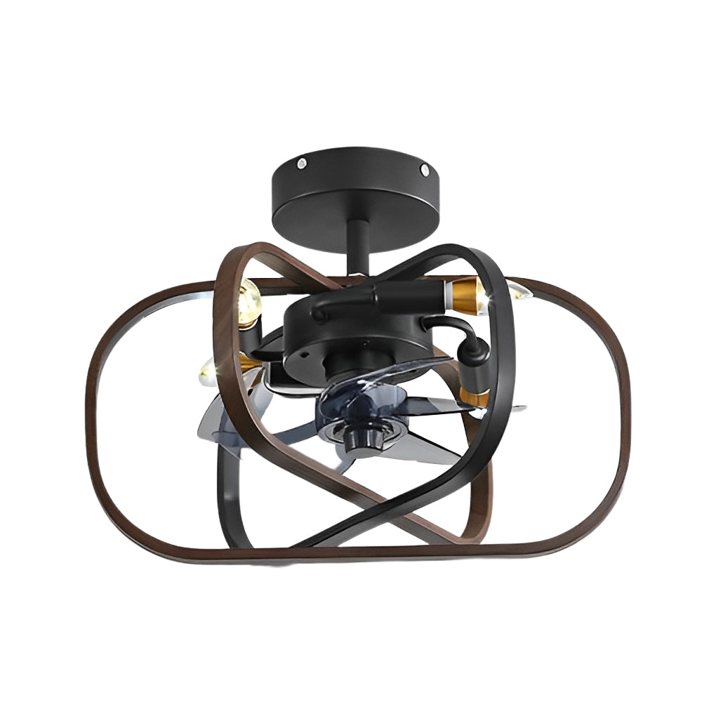 Retro Bladeless Ceiling Fan with Remote - Three Step Dimming LED Mute Design