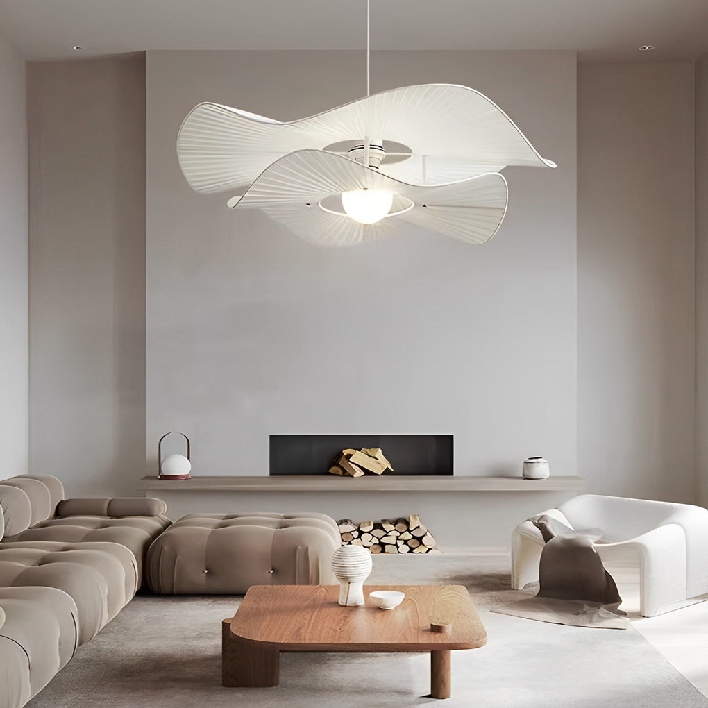 Pleated Fabric Modern Ceiling Lights - Flowers Design, 3-Step Dimming