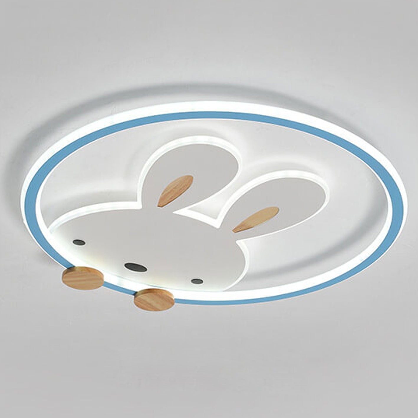 Childlike Modern Cartoon Rabbit LED Flush Mount Light Ceiling Fixture Cute Bunny Design for Kids Room Nursery Playroom Aesthetic Lighting Decor Kids Bedroom Illumination Creative Playful Home Lighting Children's Room Ceiling Light