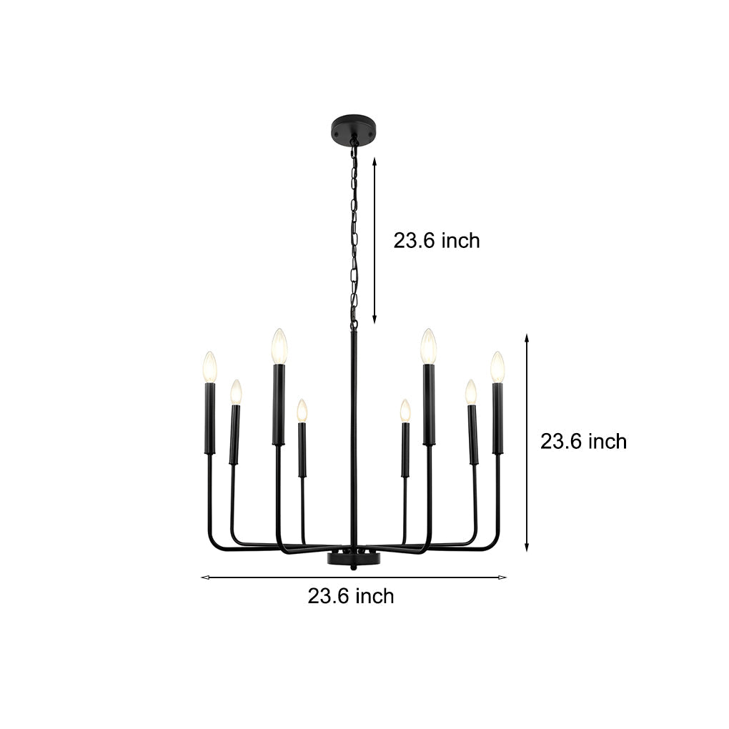 8-Light Industrial Candlelight LED Chandelier - Three Step Dimming, Vintage Style, Modern Lighting Fixture