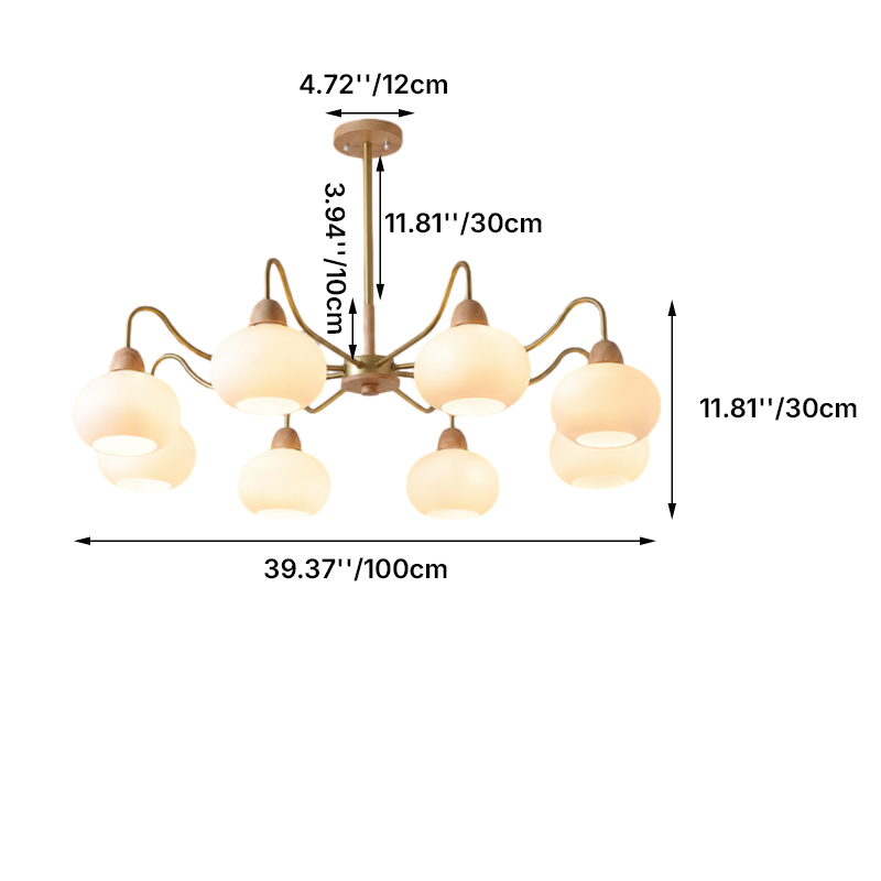 Contemporary Scandinavian Rubberwood Iron Round Chandelier - 3/6/8 Lights for Living Room