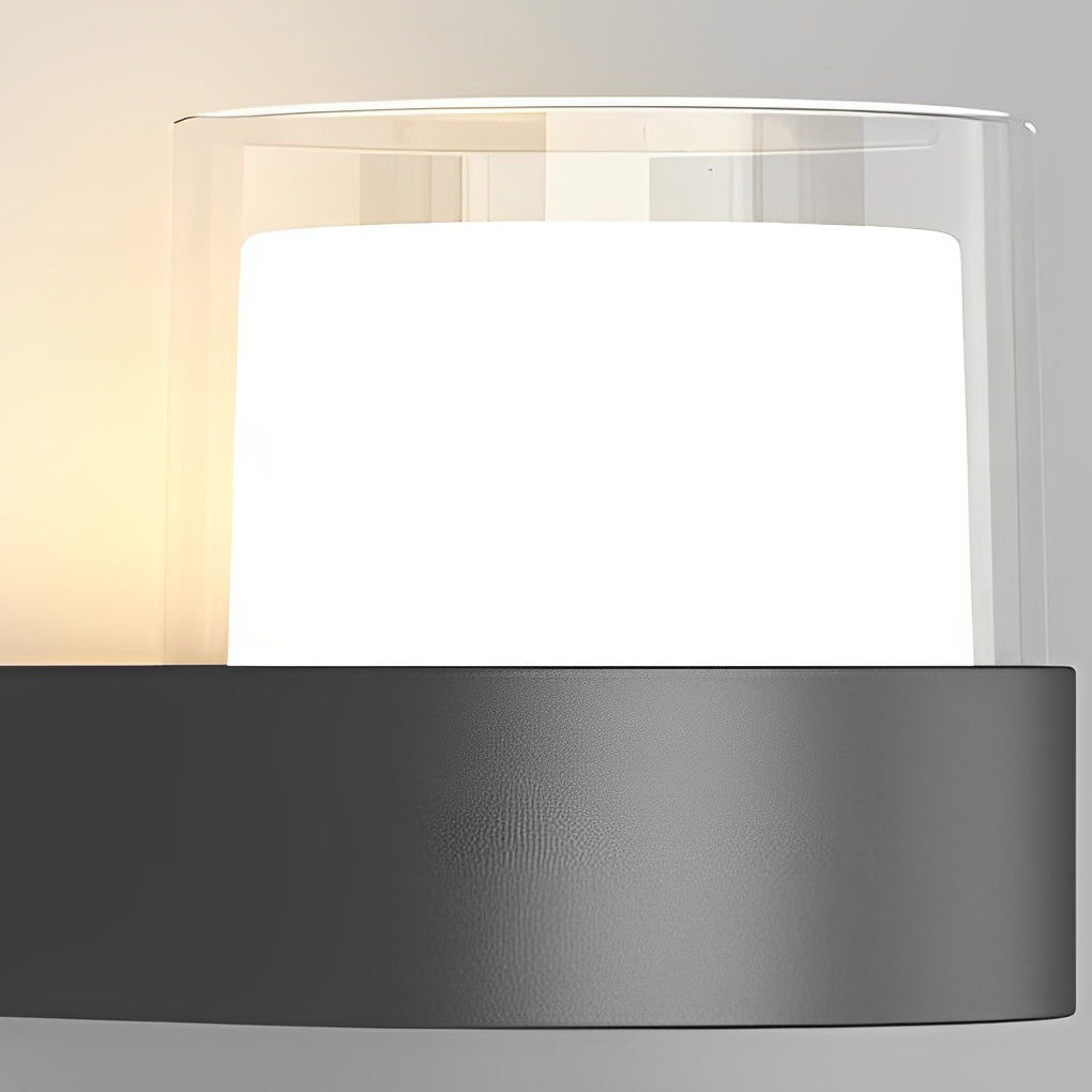 Square Round Waterproof LED Solar Wall Lights - Black Minimalist Outdoor Lighting