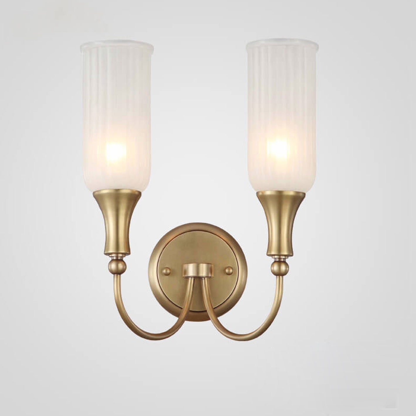 Vintage Rustic Brass Glass Wall Sconce Lamp - 1/2 Light Fixture
