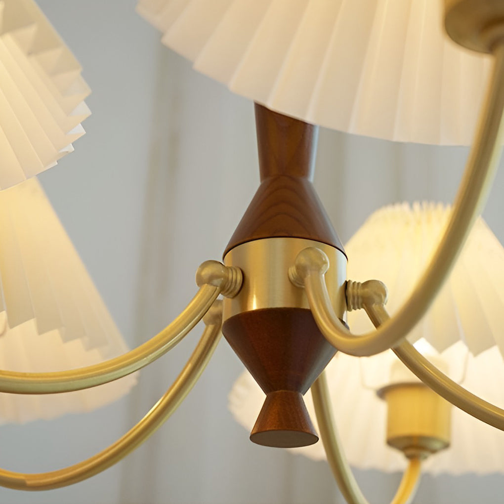 3-Light Pleated Lampshade LED Nordic Chandelier Pendant