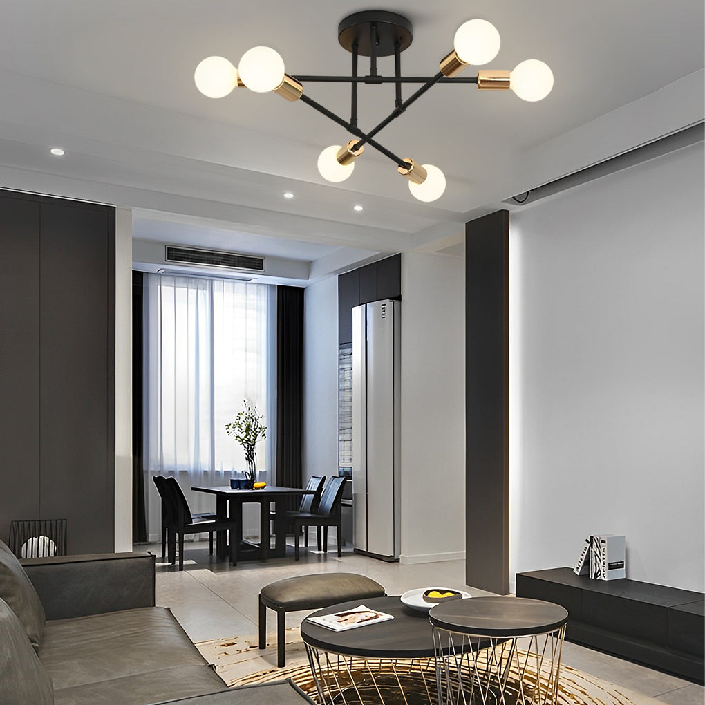 Elegant 6-Light Flush Mount Light, 22'' Dia, E26/E27 Ceiling Fixture