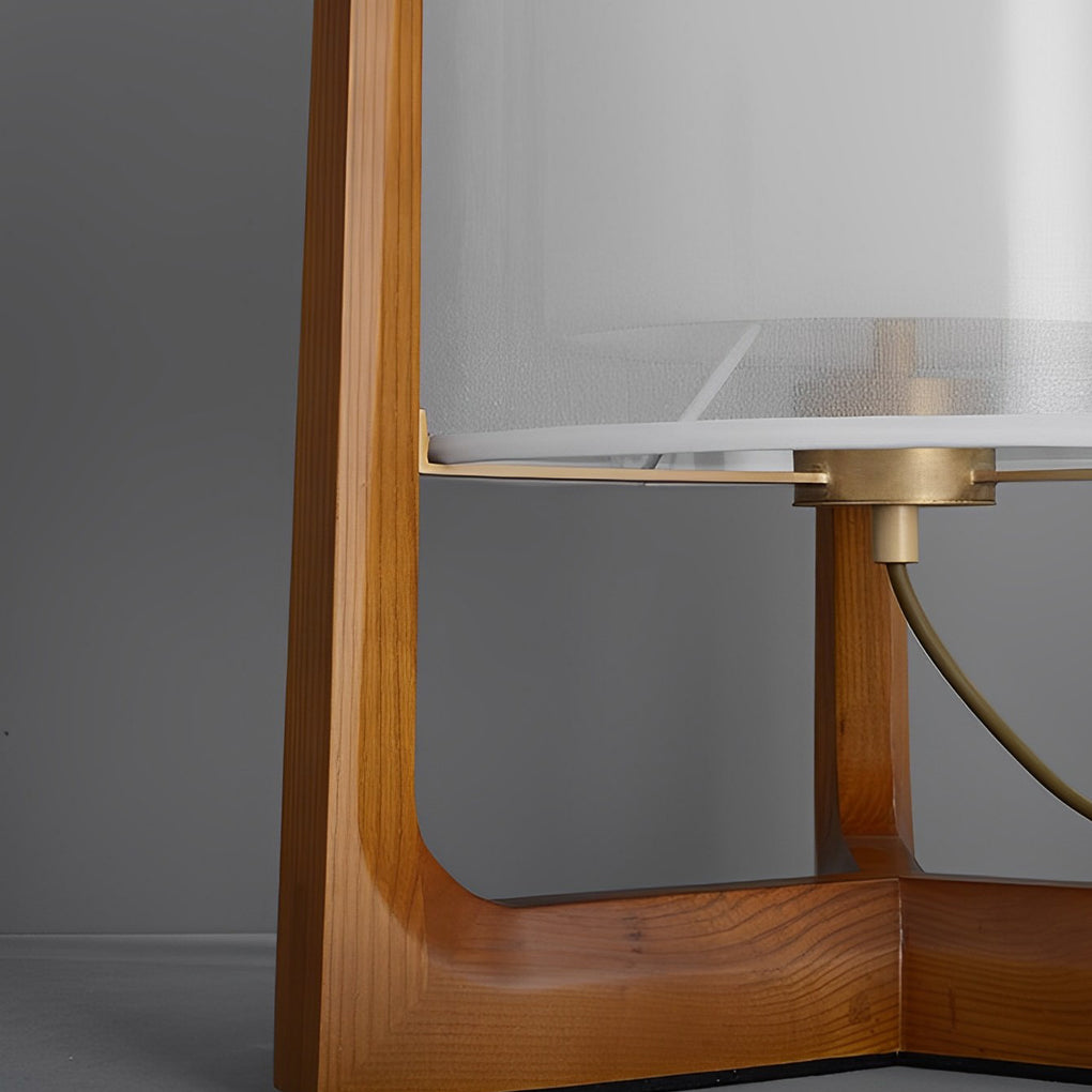 Rustic Japanese Wood LED Floor Lamp - Double Shade Design, Eco-Friendly Lighting for Home Decor