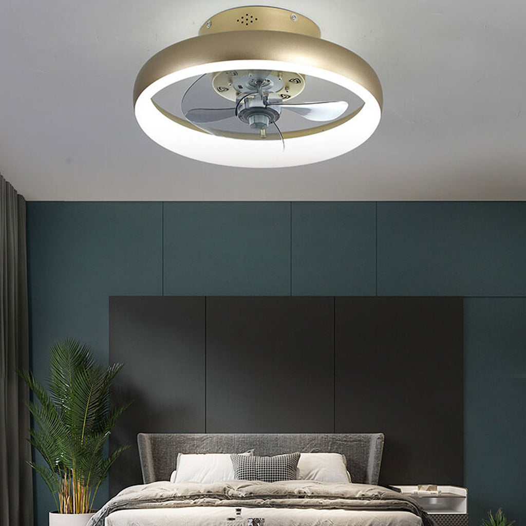 Nordic Light Luxury Round Wrought Iron LED Ceiling Fan Light