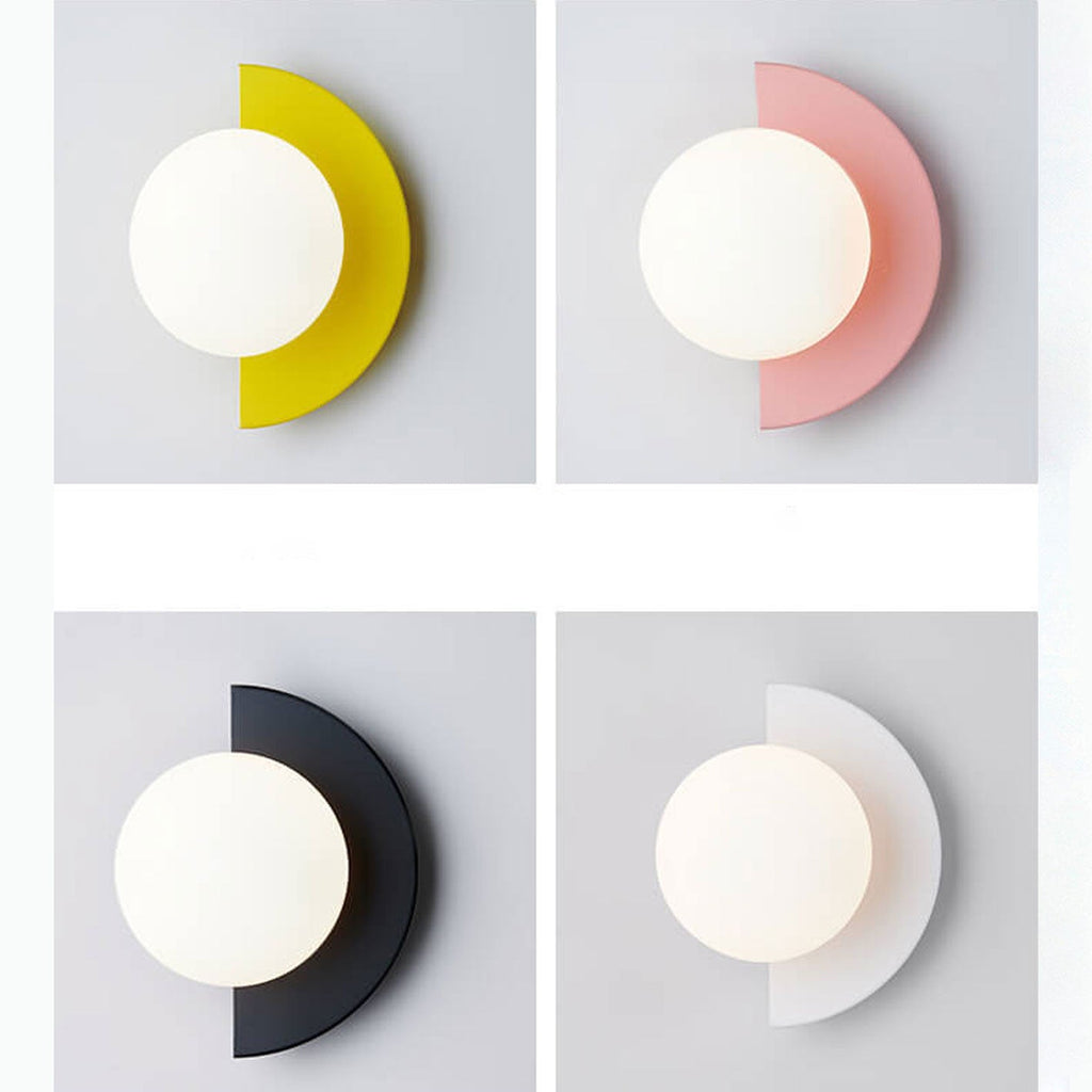 Modern Minimalist Glass Spherical Colorful Semicircle Wall Sconce Lamp