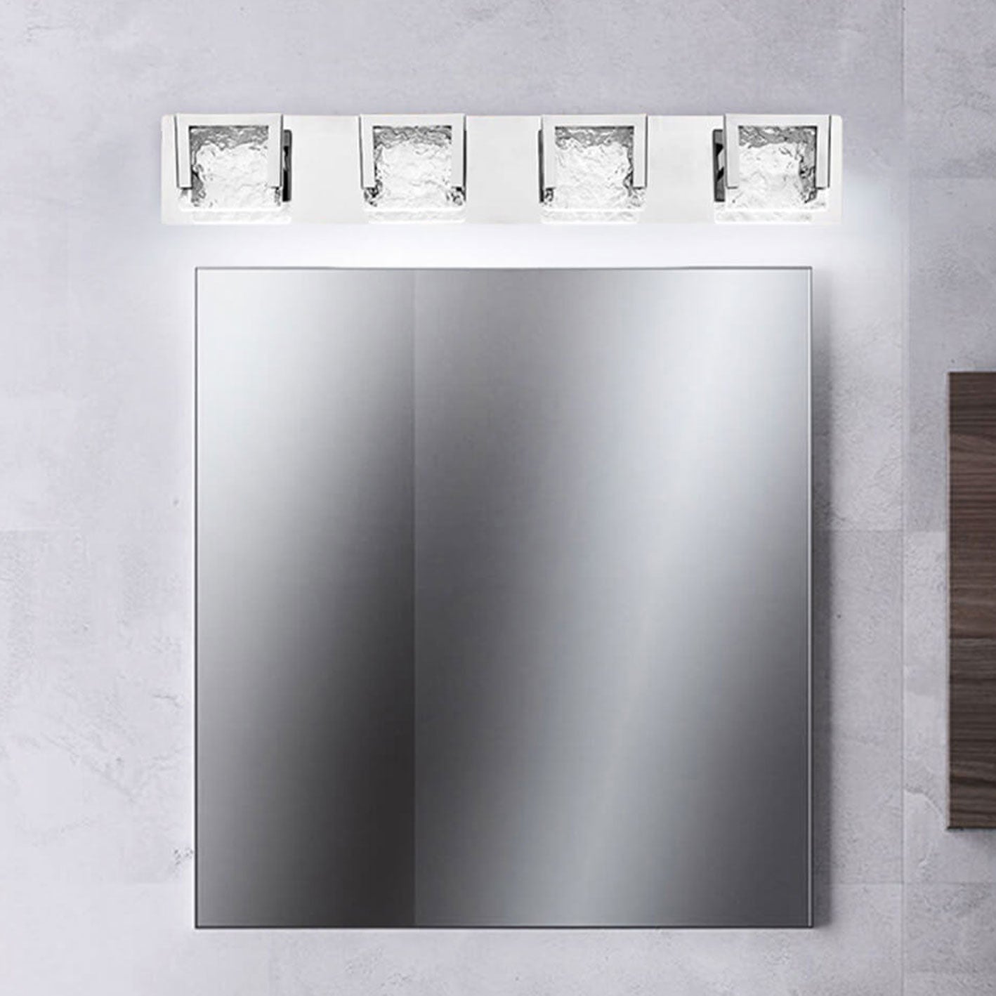 Minimalist Acrylic LED Vanity Wall Light - Glass Texture Mirror Fixture