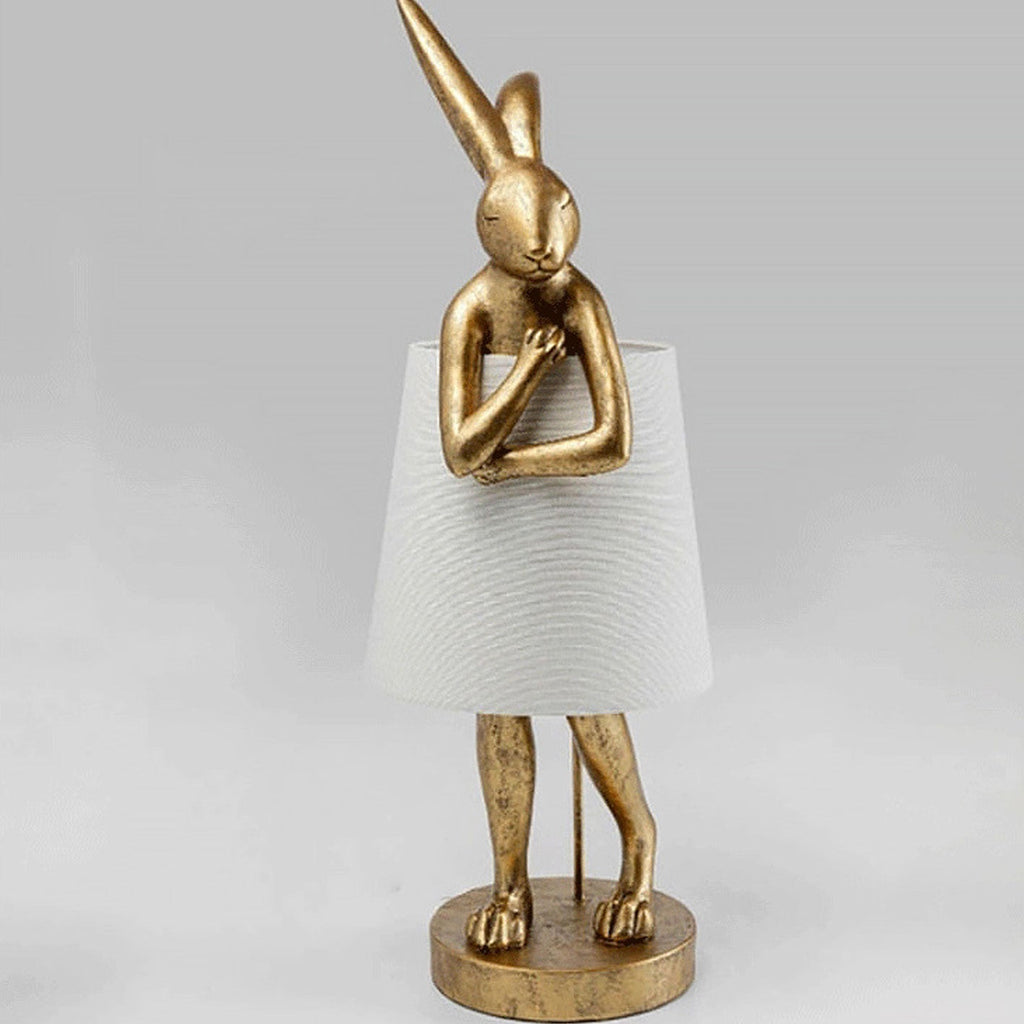 Nordic Apron Rabbit Resin 1-Light Table Lamp, Modern Scandinavian Lighting, Cute Rabbit Night Light, Decorative Desk Lamp for Kids Room, Contemporary Home Decor, Stylish Bedroom Accent, Unique Gift Idea for Animal Lovers, Eco-Friendly Resin Lamp