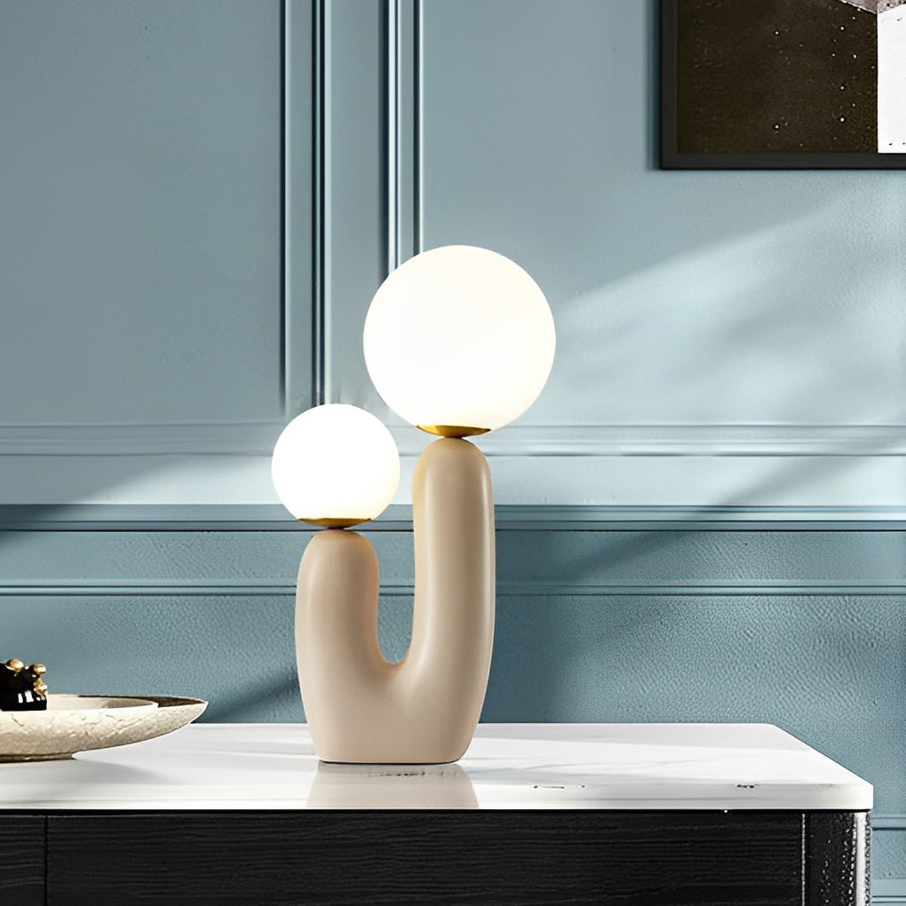 Modern Beige Cactus LED Table Lamp - 2-Light Accent Lighting