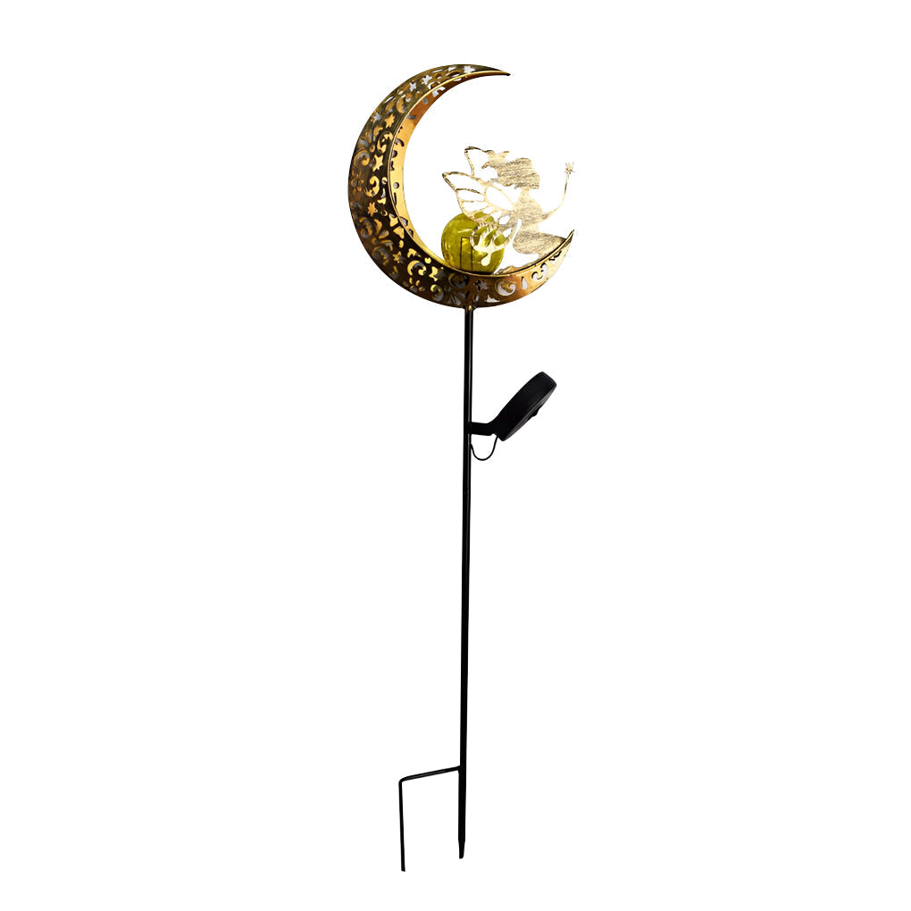 Mystical Moon & Sun Flame Iron Hollow Solar Garden Light