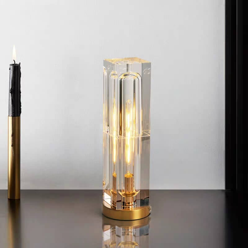 Modern Crystal Stereo Geometric Design 1-Light Table Lamp for Living Room, Bedroom, Nightstand, Decorative Lighting, Contemporary Home Decor, Stylish Accent Lamp, Elegant Crystal Lighting Fixture, Unique Geometric Design, USB Powered LED Lamp, Best Modern