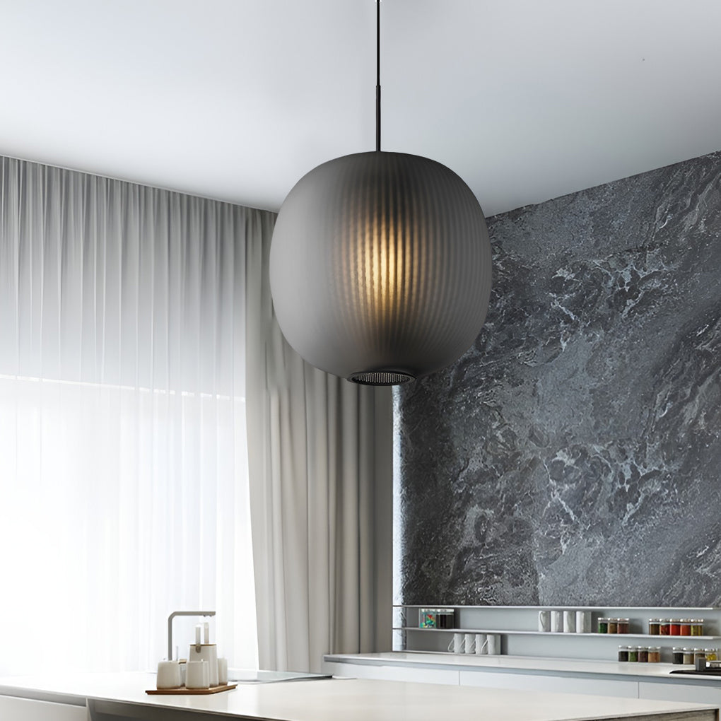 Round Lantern Glass LED Pendant Light - Modern Ceiling Hanging Fixture