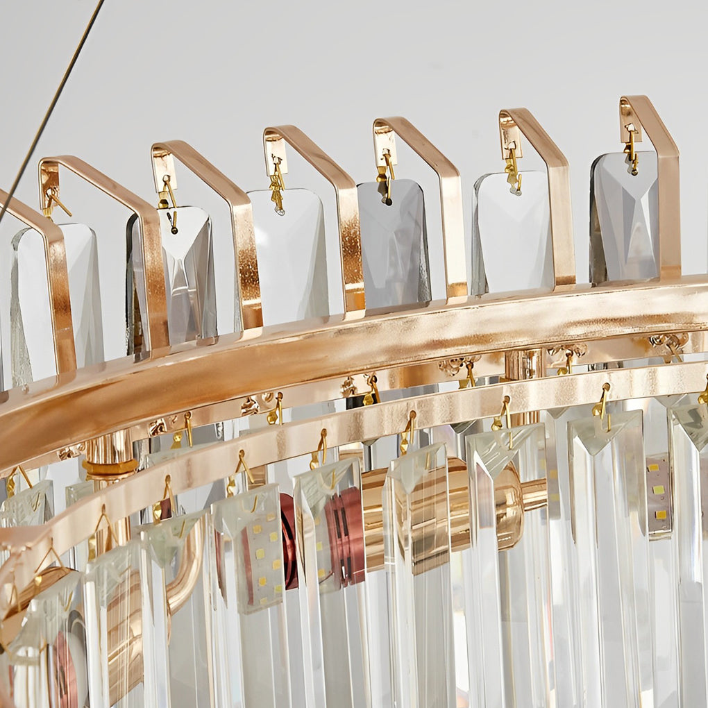 Double Layer Electroplated Metal Crystal Gold Chandelier Modern Lighting Decor