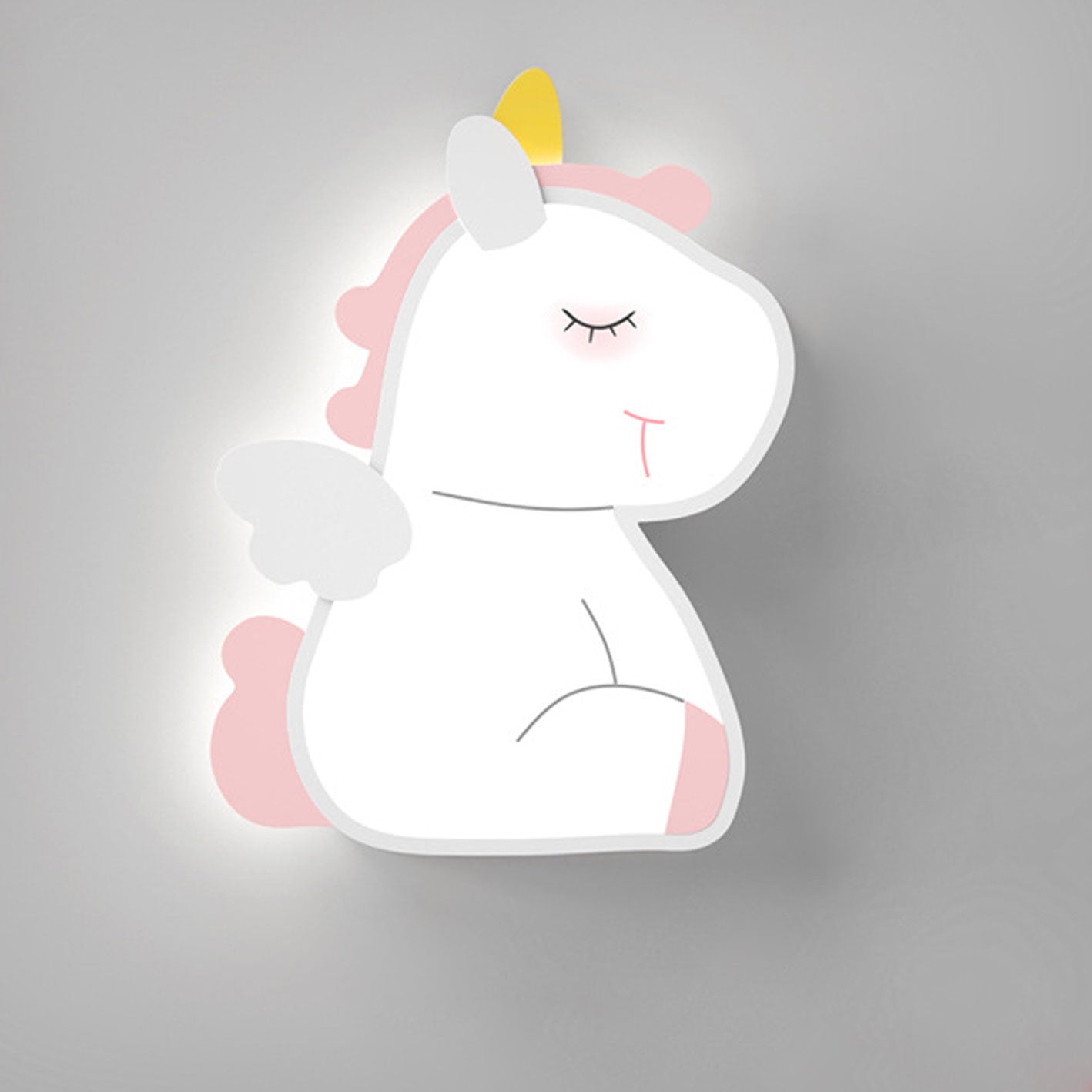 Creative Cartoon Rabbit Unicorn Kids LED Wall Sconce Lamp Night Light for Nursery Bedroom Home Decor Cute Animal Design Battery Operated Soft Glow Accent Light for Children's Room Playroom Wall Decor Gifts for Kids