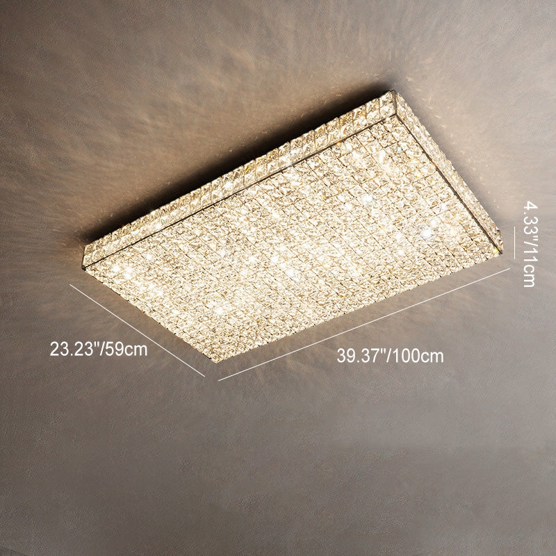 Modern Luxury LED Flush Mount Ceiling Light - Stainless Steel & Crystal Design for Living Room