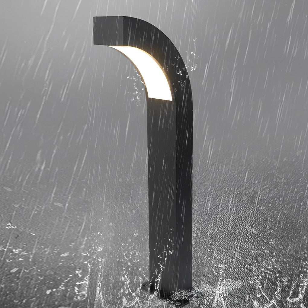 Curved Black LED Landscape Path Lighting - Minimalist Outdoor Lighting