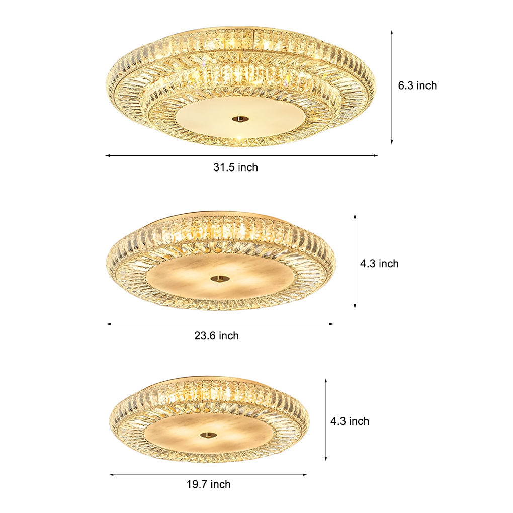 Round Crystal Dimmable Ceiling Light Fixture - Modern Luxury Design
