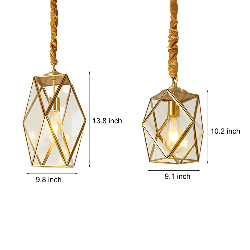 Retro Copper Industrial Chandelier - Small Glass Ceiling Light