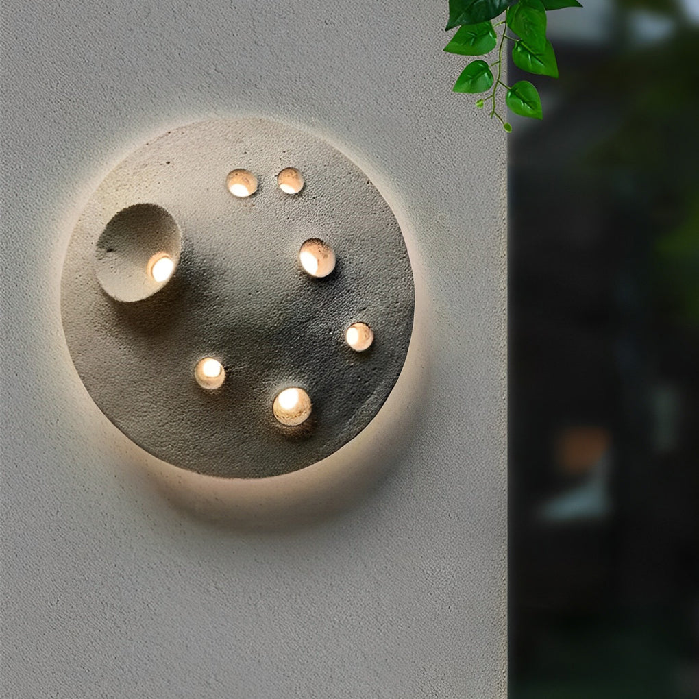 Round Creative Cement Lunar Crater Waterproof LED Wall Lamp