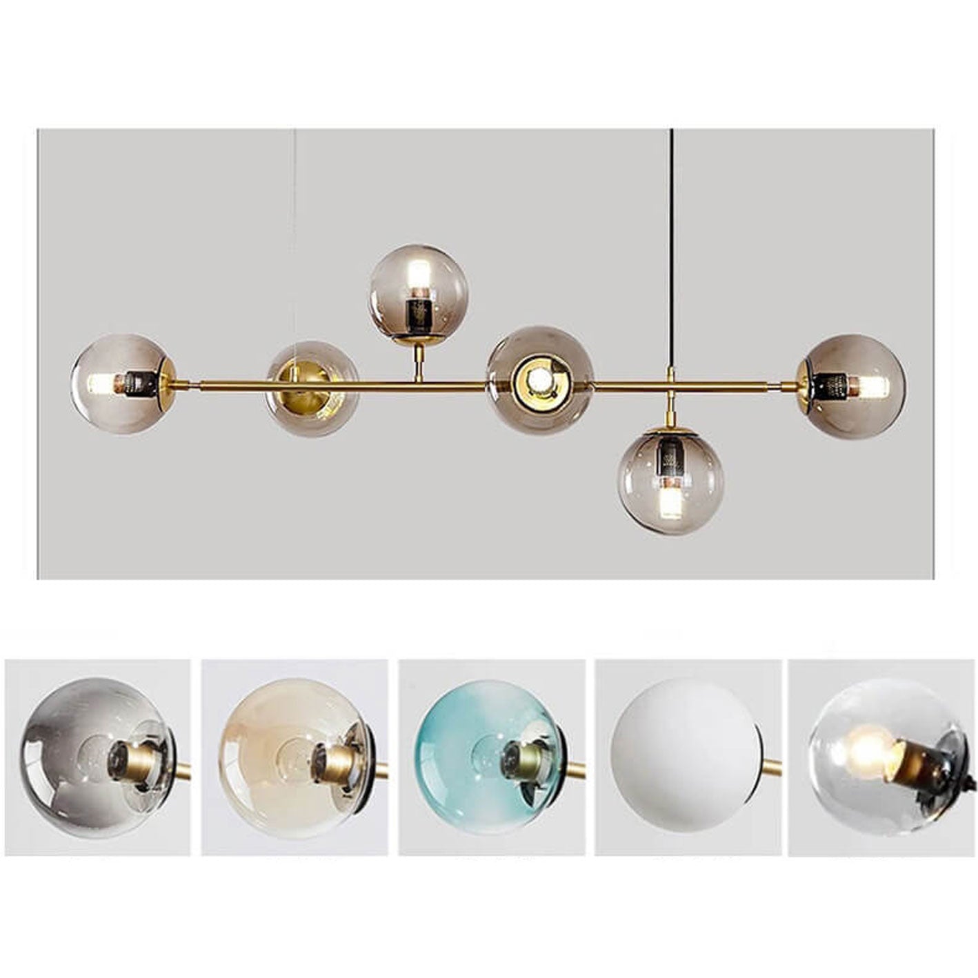 Modern Minimalist Round Globe 6-Light Chandelier - Glass Island Light Fixture