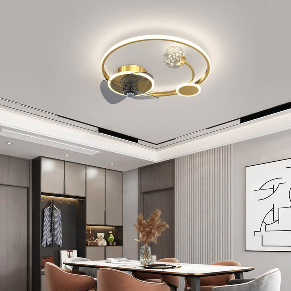 Modern Circle LED Flush Mount Ceiling Fan Light - Stylish, Energy-Efficient Ceiling Fixture for Home Decor