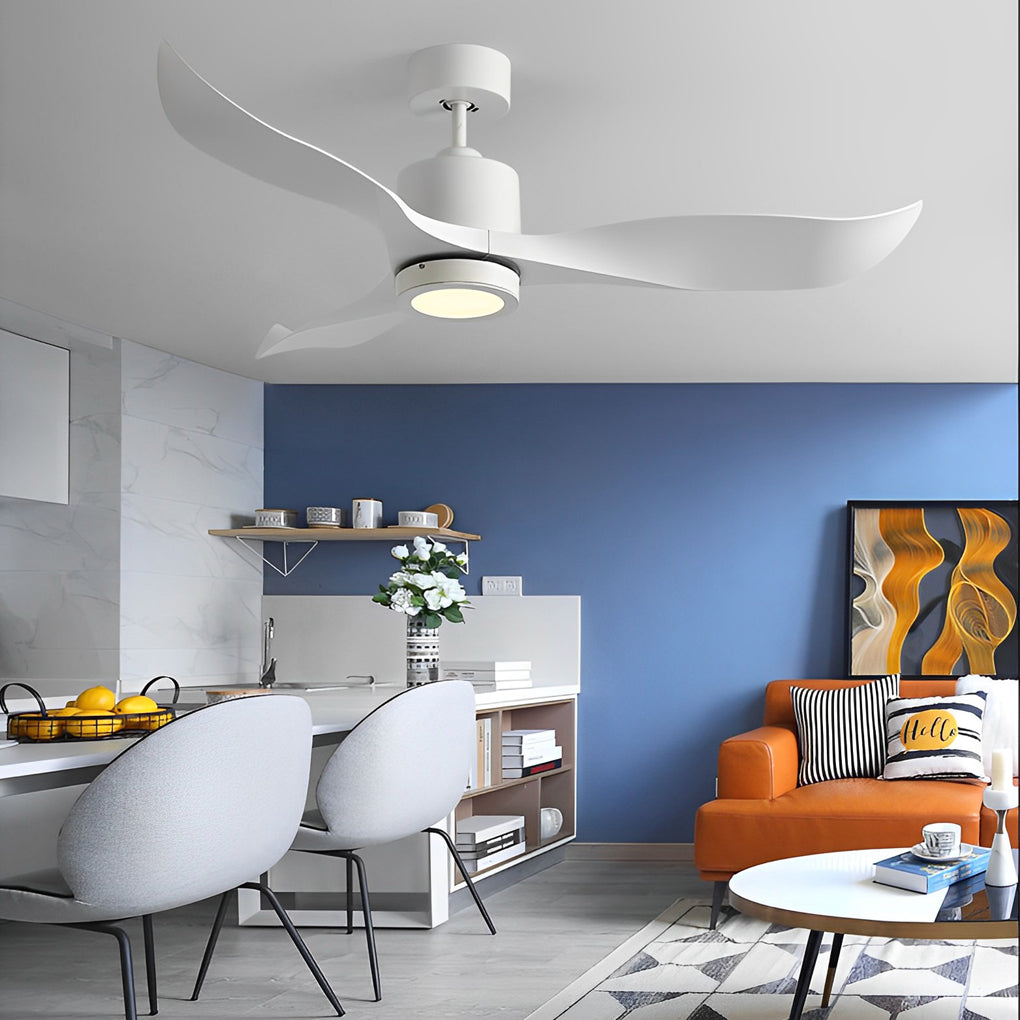 3 Blades Mute Intelligent Ceiling Fan Lamp with Remote Control & LED Nordic Design