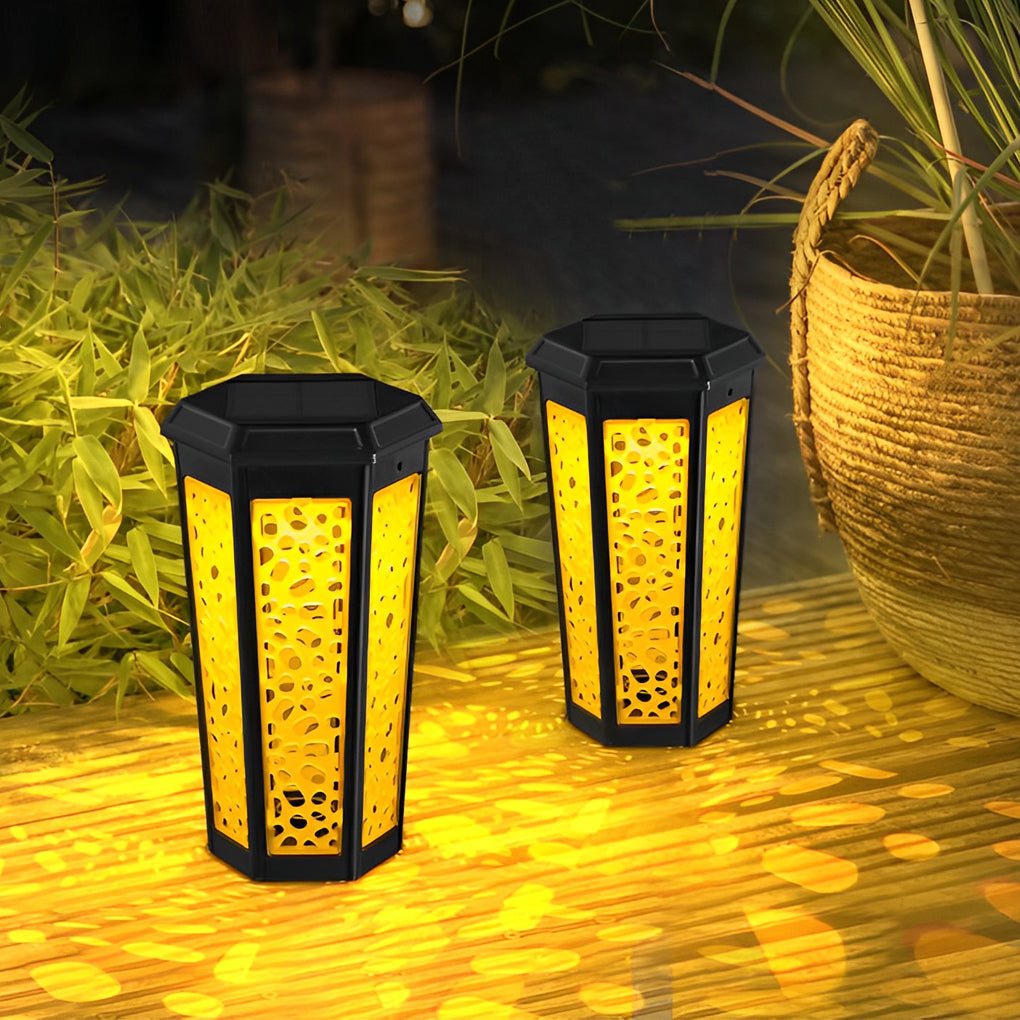 RGB Hexagon Solar Stake Light - Waterproof Outdoor Landscape Lighting